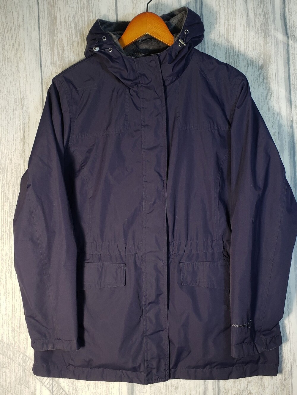 Free Country women's hooded jacket Reversable - Water Resistant Storm Flap Large
